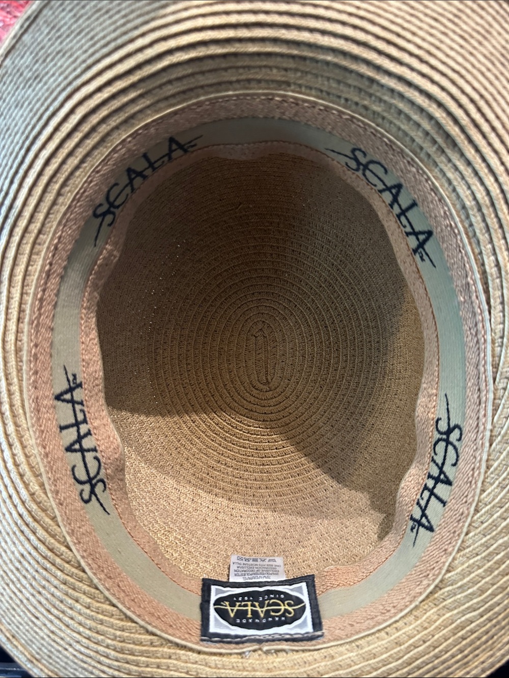 Scala Natural Straw Boater Hat With Black Ribbon - image 4